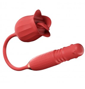 MizzZee - Flower Bud Licking Retractable Rotate Beads Wand (Chargeable - Red)